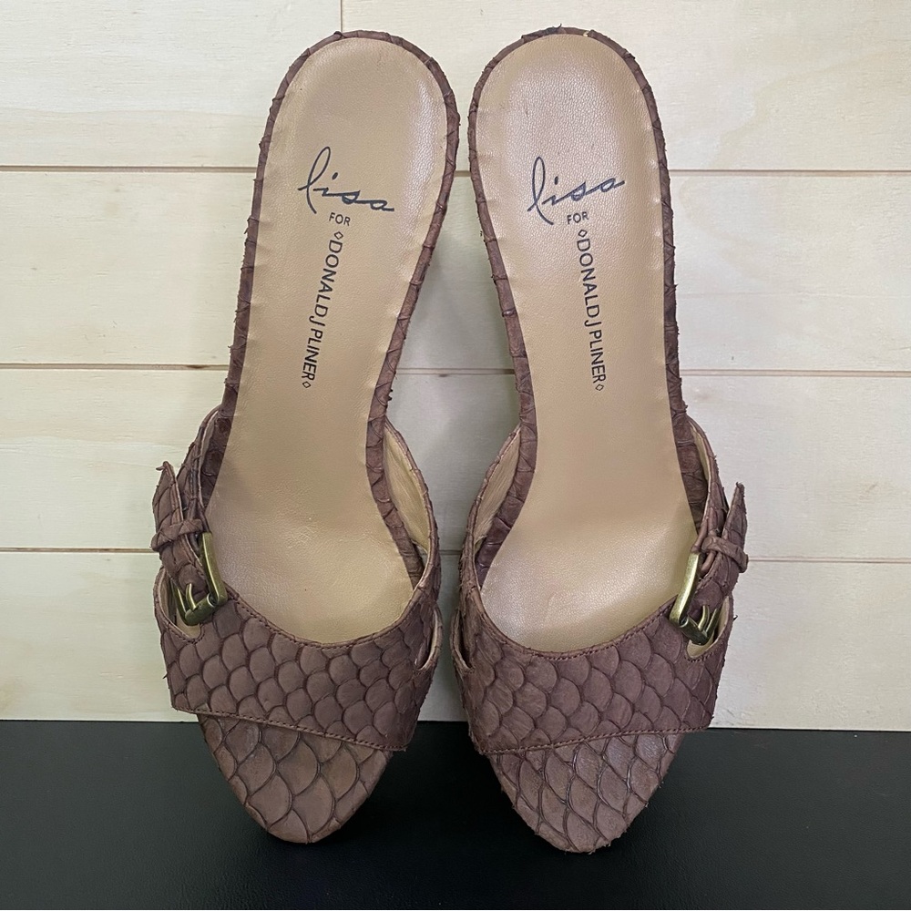 Donald Pliner Lisa Wedge Sandals Women's Size 7.5 Shoes Snakeskin Espadrille - Picture 8 of 11